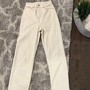 Cream colour H&M, wide leg, ankle length, high rise.